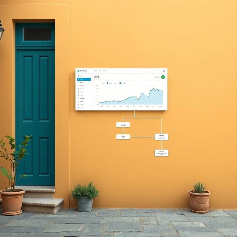 Boutique Atelier product dashboard showing an API event flow diagram in clean sand-olive tones