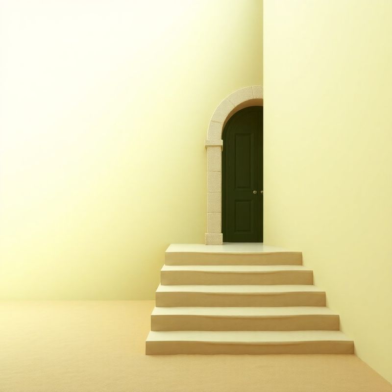 Abstract composition of layered sand and olive gradient shapes suggesting tiered pricing